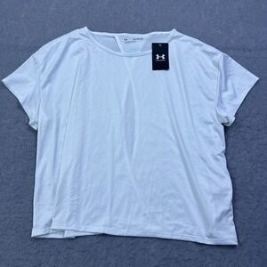 Under Armour Top Womens XXL White Tech Vent Short Sleeve Loose Cut Out Back‎